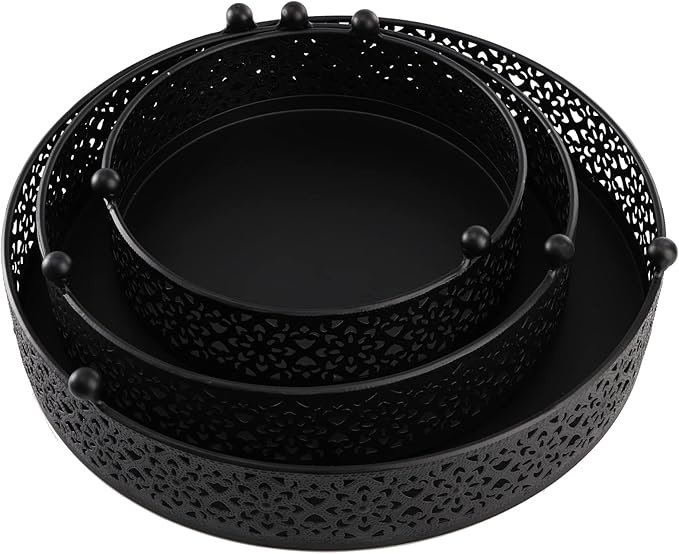Hedume Set of 3 Black Cake Stand, Round Metal Cake Stands, Dessert Display Cupcake Stands, Wedding Brithday Party Celebration Dessert Display Plates-Black