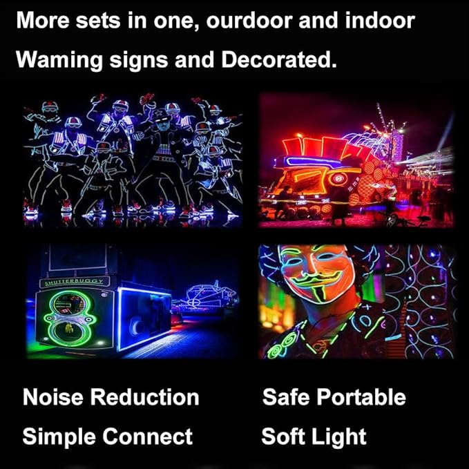 Neon Light 5-in-1 Meter Wire，Portable Battery Pack with Decorative Wire，Suitable for Birthday Parties， Thanksgiving and Other Occasions (Blue)