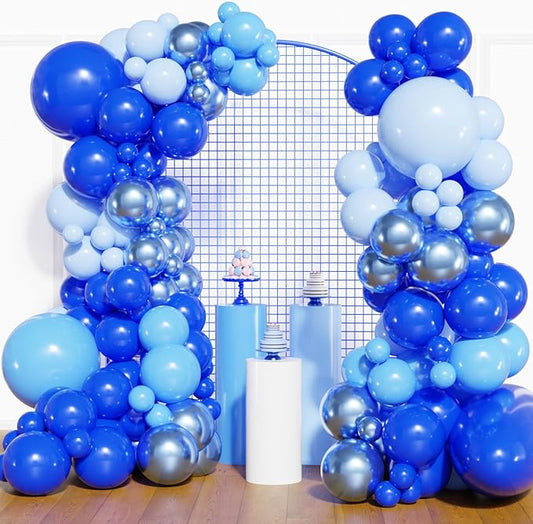 YMSZ Blue Balloon Garland Arch Kit, Navy Blue Balloons Metallic Blue Balloon for Birthday, Baby Shower, 2026 Graduation, Anniversary Party Decorations