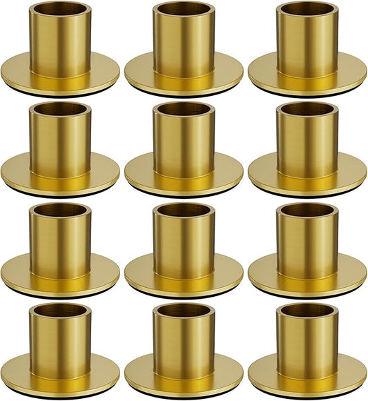 12 Pcs Brass Candle Holders Bulk - Elegant Taper Candle Holders, Classic Brass Candlestick Holders for Table Centerpiece, Festive Christmas Mantel Display or Sophisticated Home Decor