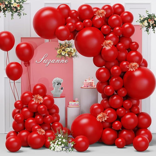 Red Balloons Arch Kit,130pcs Red Balloons Garland,Different Sizes Latex Balloons for Birthday Party Graduation Baby Shower Wedding Balloon Decoration