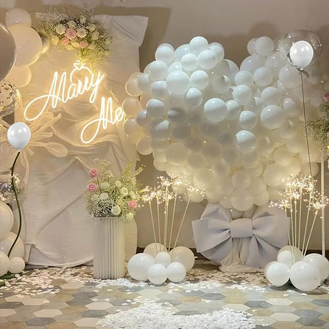 White Balloons 110Pcs, 5 Inch Small White Latex Party Balloons, Mini Thick White Balloons for Wedding Birthday Baby Shower Decorations.