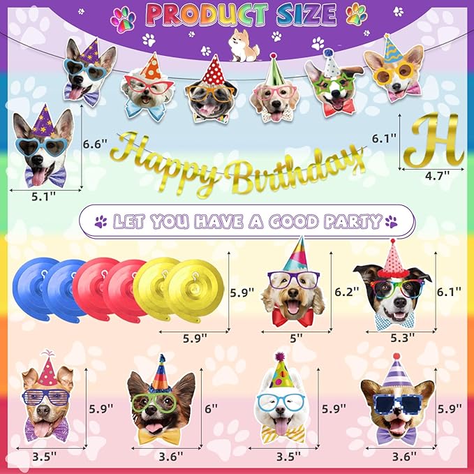 Dog Themed Birthday Party Decorations,Dog Face Hanging Swirls Banner for Backdrop Puppy Birthday Party Supplies Decorations