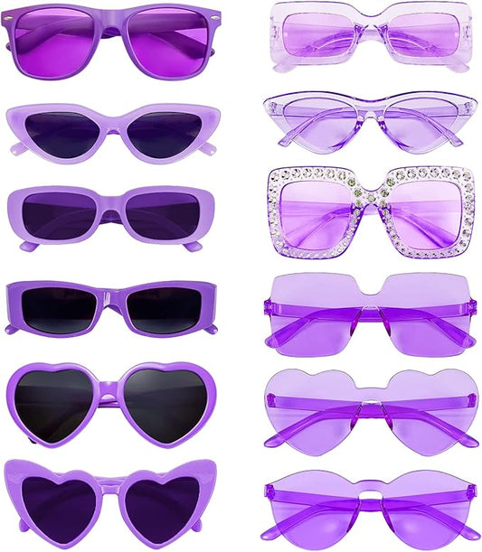 SUNOVELTIES 12 Mixed Style Sunglasses Classic Retro Party Favors Eyewear Costume Accessories Bulk Glasses for Unisex Adult