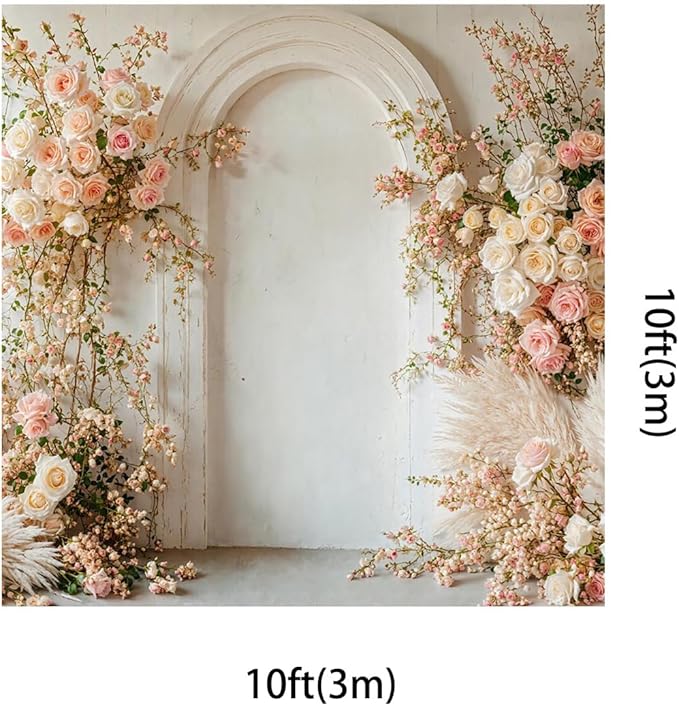 Kate 10x10ft Spring Pink Flowers Backdrops for Photography White Wall Background Children Birthday Party Decoration Backdrop