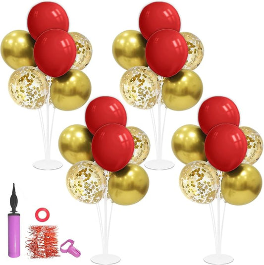 ZJDHPTY Red and Gold Party Decorations,4 Set Balloon Stand with Pump and Red Gold Balloons for 49ers Party Birthday Lunar New Year Christmas Valentine Wedding Graduation Prom Party Supplies