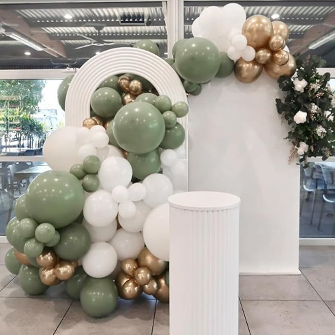 120pcs Sage Green Balloons, 18 12 10 5 inch Sage Balloons Different Sizes Light PastelGreen Balloon Arch Kit for Wedding Bridal Shower Baby Shower Birthday Party Decorations