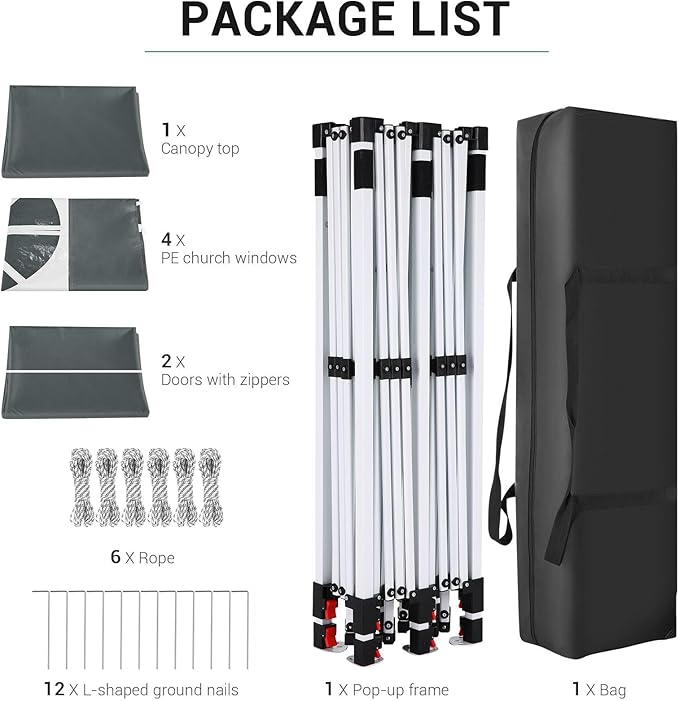 COBIZI 10x20 Pop Up Canopy with 6 Sidewall, Commercial Canopy UPF 50+ Waterproof Outdoor Gazebo with Carry Bag, Tents for Parties with Upgrade Frame, 3 Height Adjustable, Classic Grey