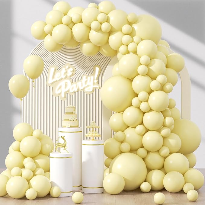 120pcs Pastel Yellow Balloons Different Sizes 18 12 10 5 inch Light Yellow Balloon Arch Kit for Gender Reveal Baby Shower Birthday Party Decorations