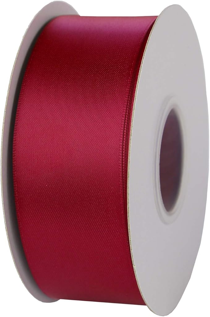 ITIsparkle 11/2" Inch Double Faced Satin Ribbon 25 Yards-Roll Set for Gift Wrapping Party Favor Hair Braids Hair Bow Baby Shower Decoration Floral Arrangement Craft Supplies, Wine 275# Ribbon
