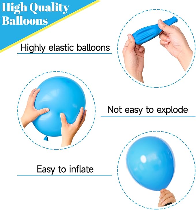 68Pcs Red Yellow Blue Toy Balloons 12 Inch Light Blue Cloud Cow Print Balloons for Baby's Birthday Story and Football Party Themed Decorations.