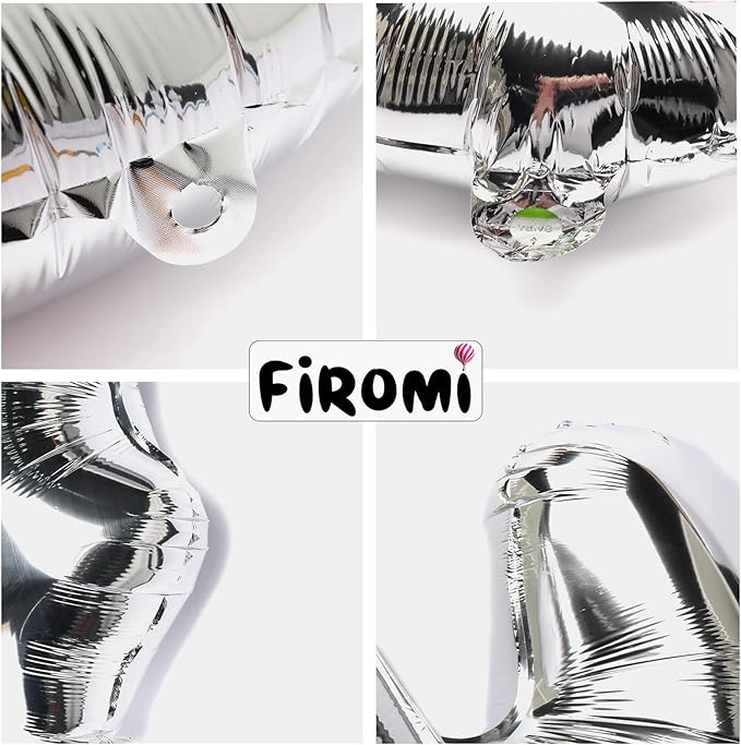 FIROMI 50 Number Balloons Silver Big Giant Jumbo Huge Foil Mylar 50 Balloon Numbers for 50th Birthday Party Anniversary Events Decorations 40-inches