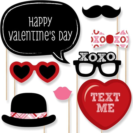Big Dot of Happiness Valentine's Day - Photo Booth Props Kit - 20 Count