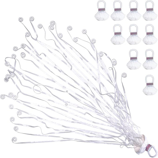 Confetti Poppers, 10 Pack Plastic No Mess Streamers, Party Poppers for Birthday,Wedding,Celebrations,Graduation Party (White, 10 Pack)