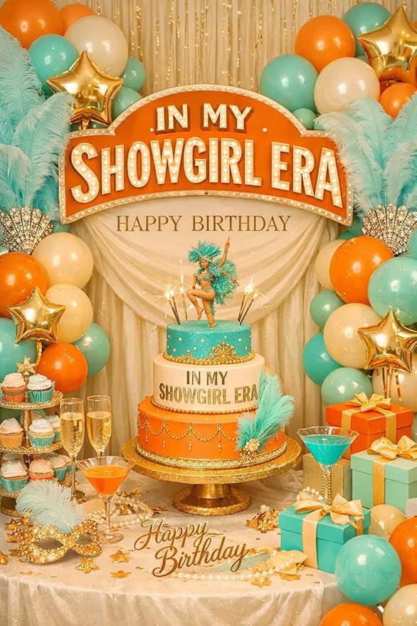 Showgirl Balloon Arch Garland Kit Orange Teal Green Balloons for Life of a Showgirl Birthday Bachelorette Bridal Shower Vintage Disco Party Decoration (Orange Teal Green)