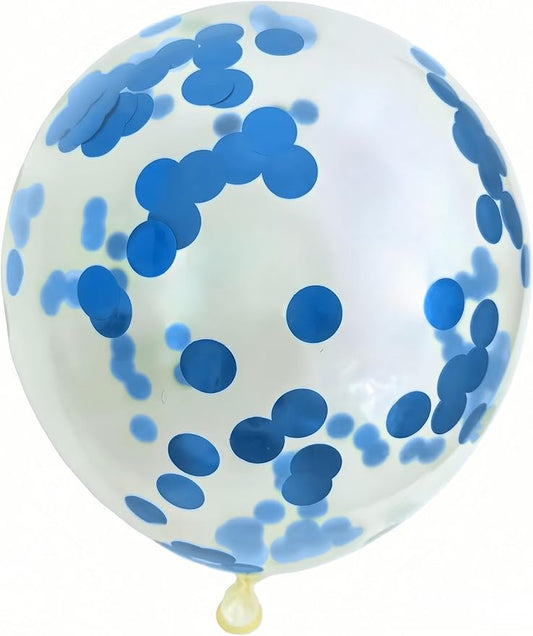 Confetti Balloons,50 Pcs 12 Inch Clear Balloons with Multicolor Confetti Inside,for Graduation Wedding Birthday Baby Shower Party Decorations (Blue)