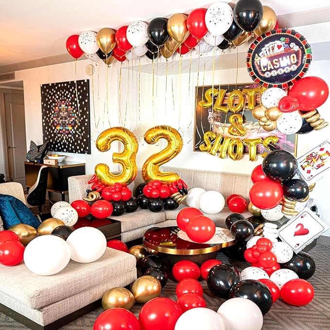 Red Black and Gold Party Balloons, Black Red Gold Latex Balloons 50 Pcs 12 inch Red Black Gold Balloons For Birthday Graduation Hollywood Casino Wedding Party Decoration