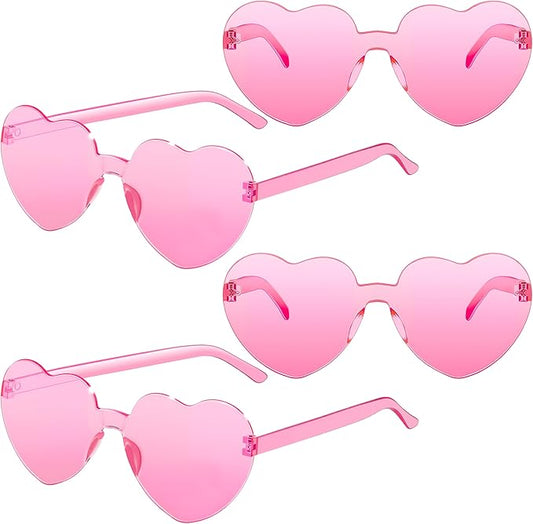 2/4/8/12/20 Pairs Heart Shaped Sunglasses Transparent Heart Glasses Rimless Trendy Eyewear for Valentines Party Favor