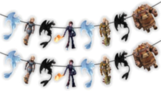 How to Train Your Dragn Garland Decoration – Fantasy Dragon Theme Hanging Garland for Birthday Celebration Setup, Wall and Backdrop Display, Party Room Decoration, Photo Area Styling.
