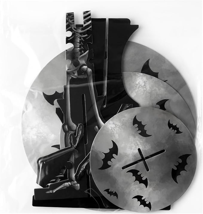 Haooryx Halloween Skeleton Cupcake Stand - 3 Tier Scary Bone Cupcake Tower Cardboard Gothic Style Black Dessert Holder Pastry Platter for Halloween Theme Party Table Decoration Birthday Party Supplies