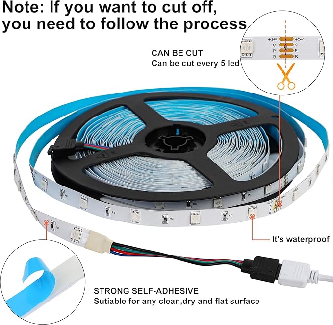 SUPERNIGHT Waterproof Led Strip Lights, 4 Rolls 32.8FT 300Leds Rope Light Flexible Multicolor, RGB Music Sync Color Changing Lights for Party, Kitchen,Home Decoration(Not Included Power Supply)