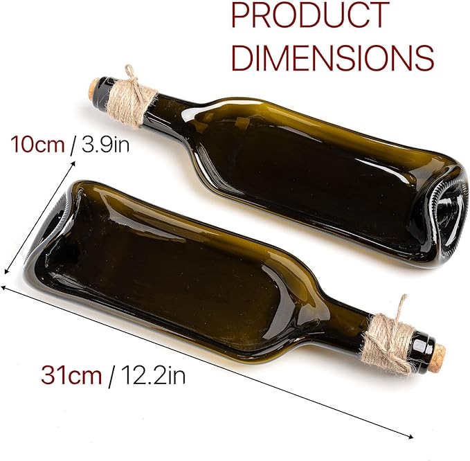 Melted Wine Bottle Serving Boards - Decorative Rectangle Serving Trays for Home Decor - Small Cheese Platter Serving Board - Unique Cheese and Cracker Tray for Dinner Party (2)