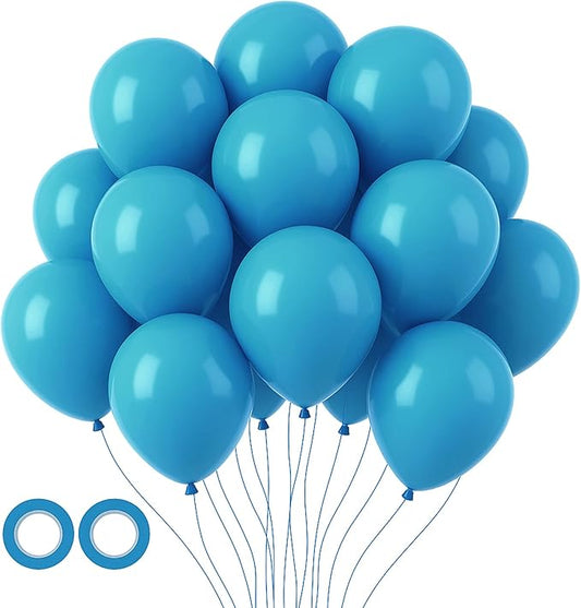 Voircoloria 105pcs Peacock Blue Balloons 12inch Party Latex Balloons for Boys Girls Birthday Baby Shower Gender Reveal Wedding Sunflower Party Decorations