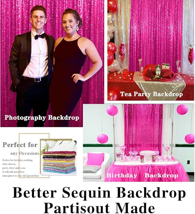 Partisout Sequin Backdrop - 7ftx7ft Glitter & Sparkle Curtain for Party, Wedding, Christmas & More