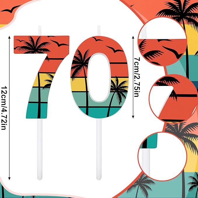 Conelist 70th Birthday Candles for Cake Vintage 1956 Cake Topper Retro 70th Happy Birthday Party Decorations for Men Women 1956, 2 Pack Number 70 Candle for 70 Years Wedding Anniversary Party Supplies