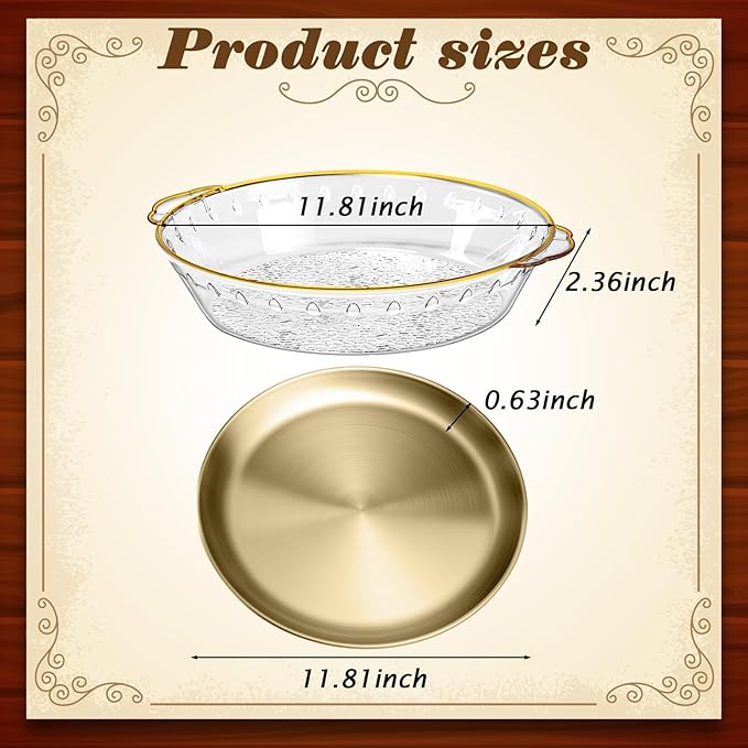 Baderke 6 Set 11.8" Chilled Serving Tray for Parties with Compartments Ice Chilled Party Platter Charcuterie Serving Board Cold Dish Dip for Fruit Seafood Vegetable Shrimp Cocktail (Gold)