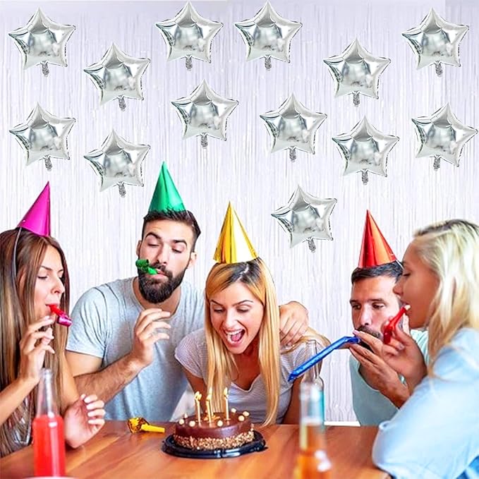 TONIFUL 50Pcs Star Balloons 5 Inch Silver Star Shape Foil Balloons Star Mylar Balloons Star Helium Birthday Balloons for Birthday Wedding Baby Shower Anniversary Engagement Party Decorations Supplies