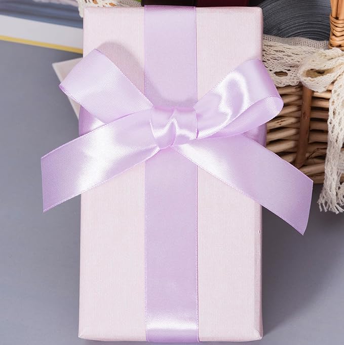 YASEO 1 Inch Lilac Solid Satin Ribbon, 50 Yards Craft Fabric Ribbon for Gift Wrapping Floral Bouquets Wedding Party Decoration