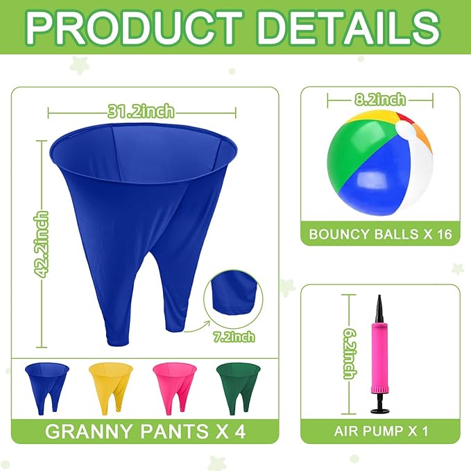 Granny Pants Yard Game Freaky Party Games Pants with Bouncy Balls and Air Pump Oversized Granny Pants Outdoor Game for Adults and Family Interactive Throwing Game for Group Gatherings