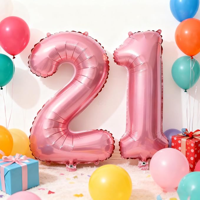 Pink Number 21 Balloons 40 Inch Giant Pink 20 Foil Mylar Balloons for 20th Birthday Anniversary Events Party Decorations