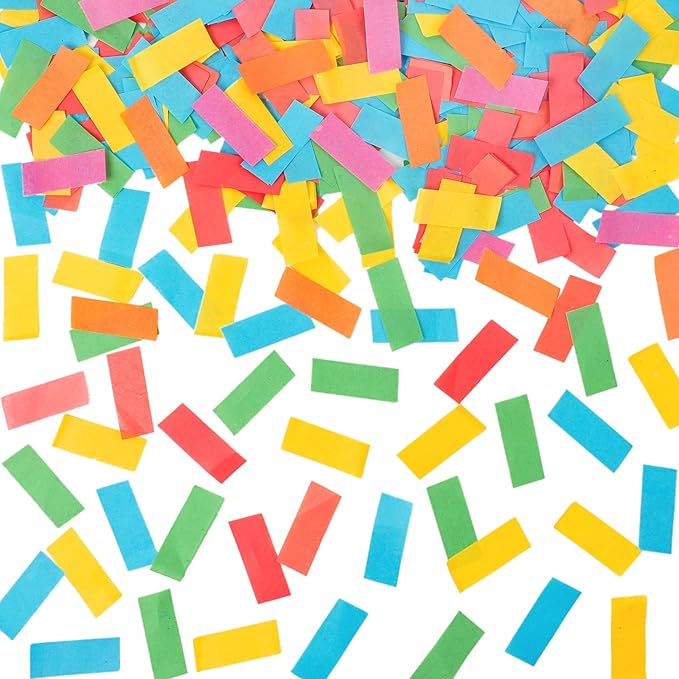 1.2LBS Confetti, Multicolor Biodegradable Confetti - Rectangular Fluttering Tissue Paper Confetti for Cannon and Launcher use – Parties, Concerts and Weddings for Events (Dopamine color)