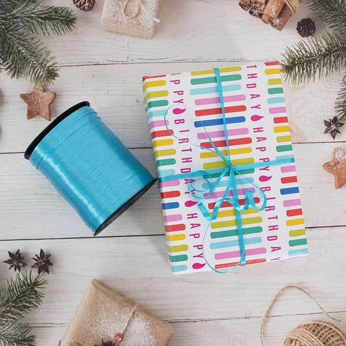 TONIFUL 500 Yards Curling Ribbon-Balloon Ribbon-Balloon String for Art&Craft Decor,Gift Wrapping,Ribbons and Bows for Wedding Christmas New Year Birthday Gifts Graduation Supplies (Teal Blue)