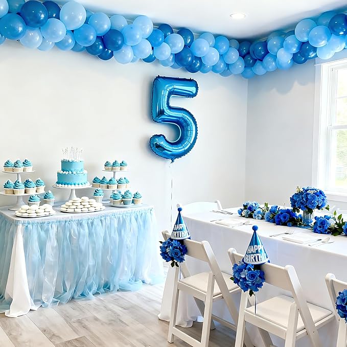 40 Inch Navy Blue 5 Balloon for 5th Birthday Party, Blue Five Number Balloon 15 25 35 45 55 65 Birthday Decorations for Boys Girls Men Women, Helium Giant Foil Number 5 Balloon