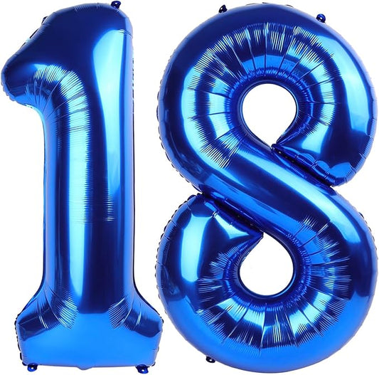 40 Inch Dark Blue Numbers Balloon, 18th Birthday Party Decoration for 1 8 18 81 Men & Women, 40 Inch Big Foil Balloon Number for Wedding Celebration Adult Party Supplies