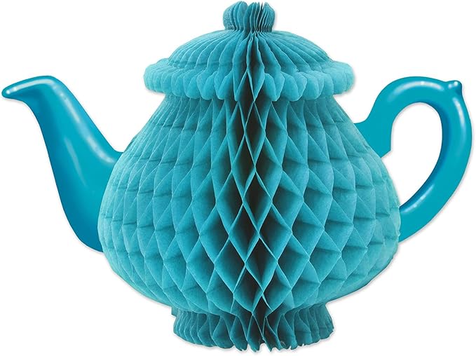 Beistle Tissue Teapot Centerpieces – 2-Pack Honeycomb Paper Table Decorations for Tea Parties, Garden Gatherings, Luncheons, Afternoon Socials & Alice in Wonderland Themed Celebrations, 7"