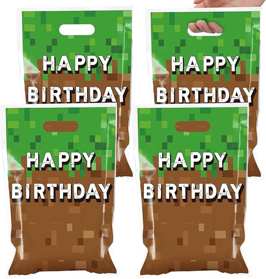 50 PCS Pixel Party Gift Bags Pixel Birthday Party Favors Video Game Theme Candy Snack Bag Happy Birthday Gift Bags Bulk for Kids Trunk or Treat Gamer Gifts Decoration Supplies