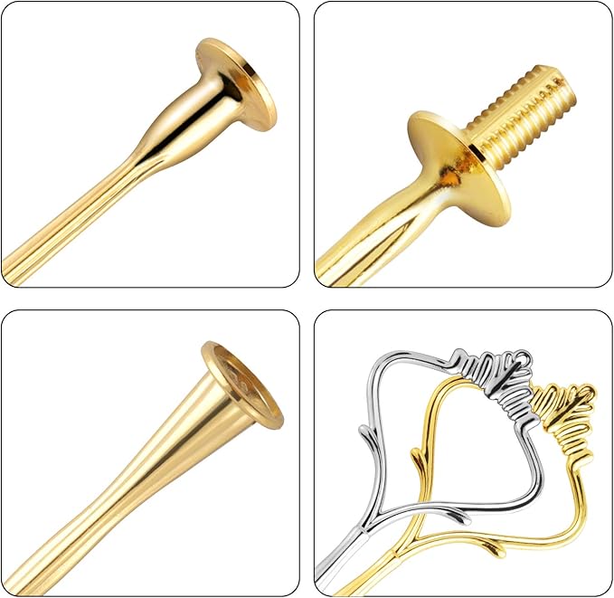 6 Set Tiered Tray Hardware for Cake Stand Mold Crown 3 Tier Cake Stand Fittings Hardware Holder for Wedding and Party Making Resin Cupcake Dessert Platter Serving Stand (Gold & Silver, M)