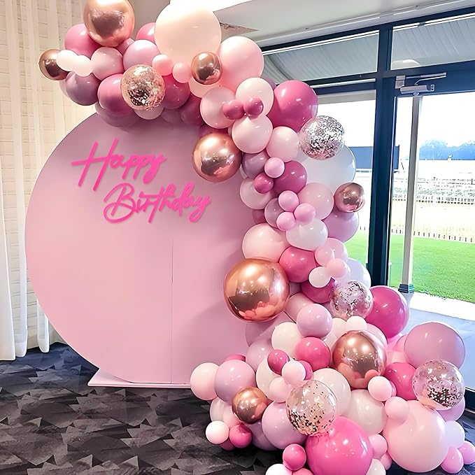 Happy Birthday Sign for Backdrop - Hot Pink Felt 'Happy Birthday' Letter Sign for Balloon Arch Backdrop Decorations