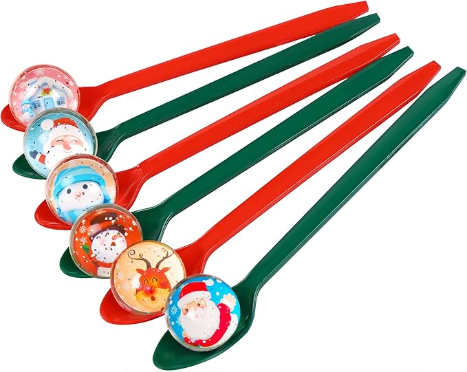 Christmas Game Bouncy Ball Spoon Relay Race Toy for Adults Indoor Outdoor Decorations Xmas/Holiday/Winter Party Supplies Favors