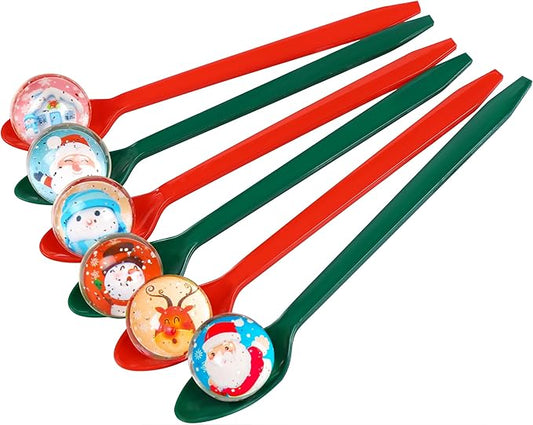 Christmas Game Bouncy Ball Spoon Relay Race Toy for Adults Indoor Outdoor Decorations Xmas/Holiday/Winter Party Supplies Favors
