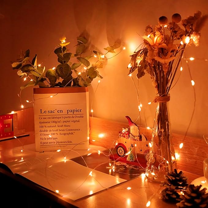 12 Pack Orange Fairy Lights 7Ft 20 LED Twinkle String Lights 3 Modes Battery Operated Waterproof Firefly Starry for Mason Jar Party Wedding Christmas Valentines Day Table Centerpieces