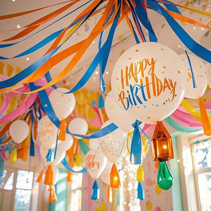 Orange Royal Blue Crepe Paper 6 Pcs Streamers for Party Decorations, Birthday Wedding DIY Crafts, Gift Wrapping Supplies