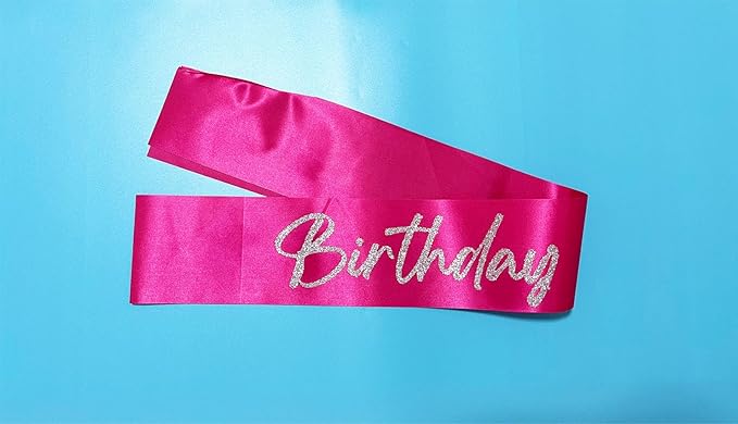 Generic Birthday Squad Sash - 8 Pack Birthday Gift Sashes Set - Funny Party Favors Decorations for Sweet 16, 18th, 21st, 25th, 30th, 40th, 50th or Other Bday - Pink with Silver