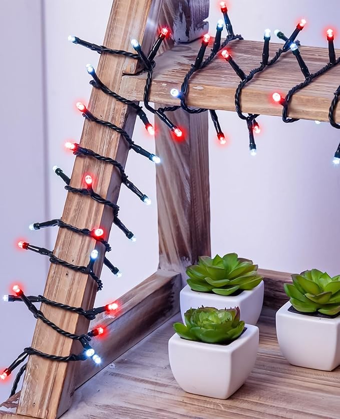 40FT 120 LED Christmas Lights Outdoor, Red and White Christmas String Lights Waterproof, 8 Modes & Timer, Connectable Christmas Tree Lights for Indoor House Patio Xmas Holiday Decorations