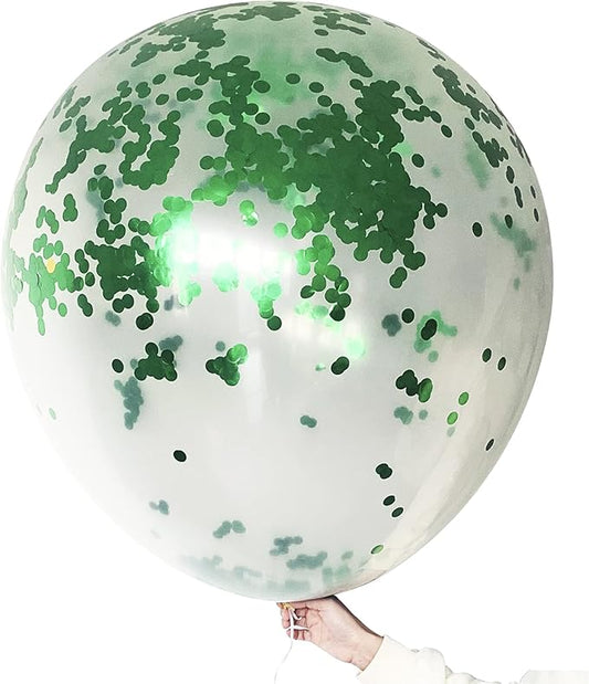36 inch Giant Green Confetti Balloons Jumbo Large Round Balloon for Wedding Party Festival Decorations 6PCS