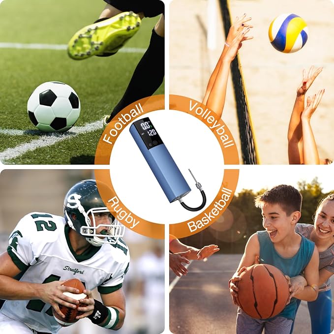 Electric Ball Pump,Smart Air Pump Portable Fast Inflation Accurate Pressure Gauge and Digital LCD Display for All Sport Balls Basketball Football Volleyball Balloon Swim Ring(2Pin & 1Nozzle & 1Spout)